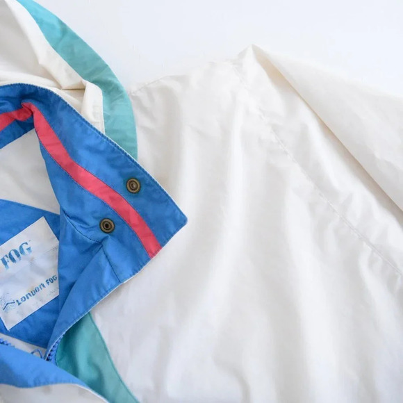 Vintage 90's London Fog White &  Blue Zip Up Light Jacket Size Medium - Picture 12 of 15